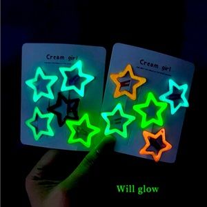 Star shaped hair clips, that glow in the dark multicolored and WT